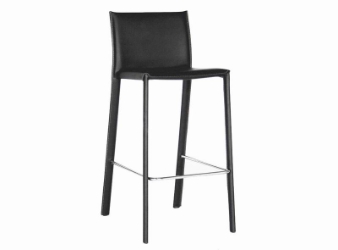 Baxton Studio Crawford Black Leather Counter Height 24 Bar Stool (set of 2)